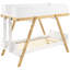 Lit superposé simple au-dessus moderne avec finition blanche, éléments rustiques et contemporains, tréteaux angulaires attachés en blanc éclatant, attrait, accents de bois naturel, rails pour les frères et sœurs