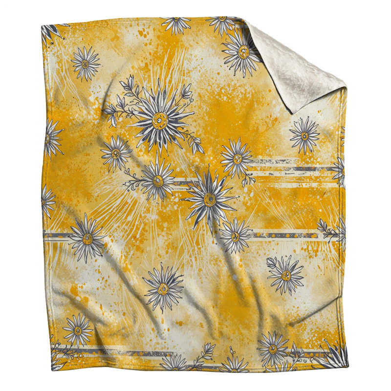 Couvertures à motif de marguerites jaunes, L 50 po x H 60 po