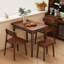 Table de salle à manger rectangulaire à abattants de style moderne du milieu du siècle, couleur noyer, en bois d'hévéa massif extensible, idéale pour les appartements et les petits espaces repas.
