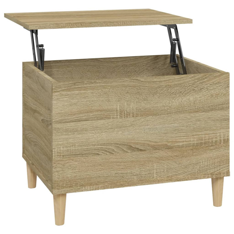 Kishaun Lift Top Four Leg Coffee Table with Storage, 45cm H x 60cm W x 44.5cm D, Sonoma Oak