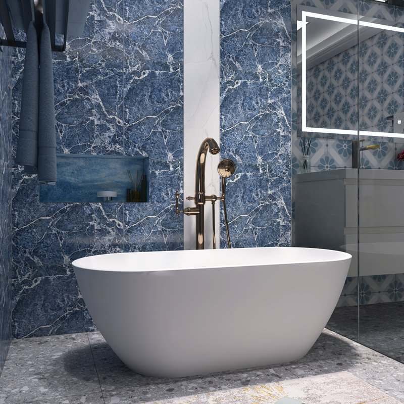Baignoire de trempage autoportante en acrylique blanche 55 po x 28 po