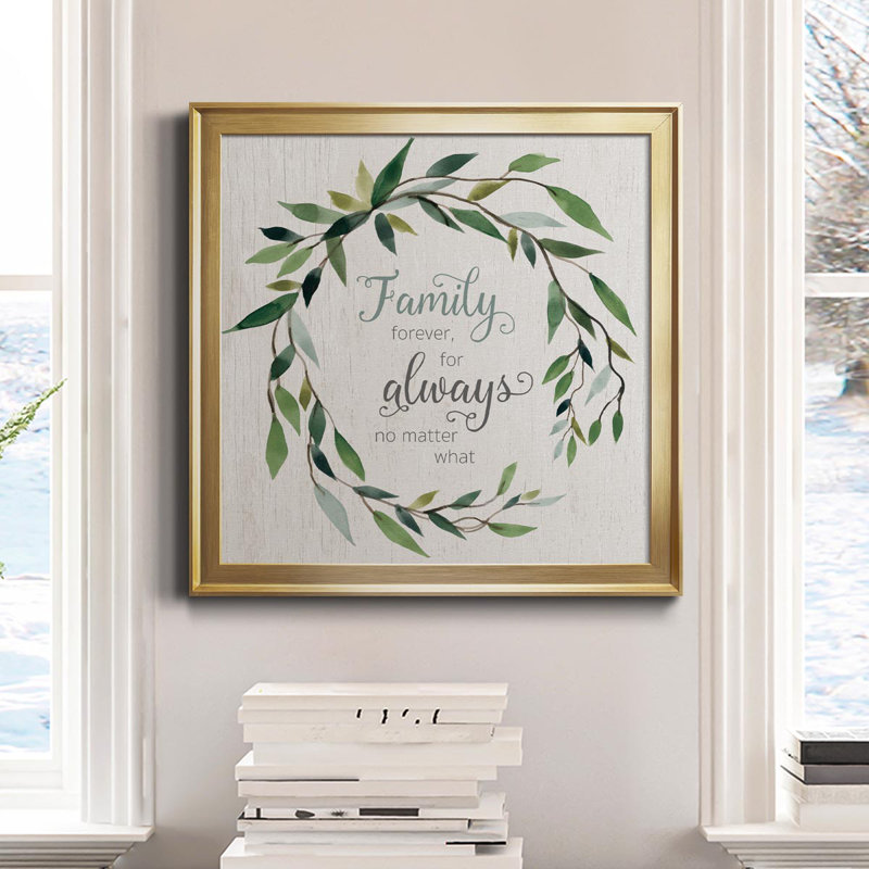 «Family Forever» - Toile encadrée de qualité supérieure - prête à être accrochée, Or, H 26,5 po x l 26,5 po x P 1,5 po