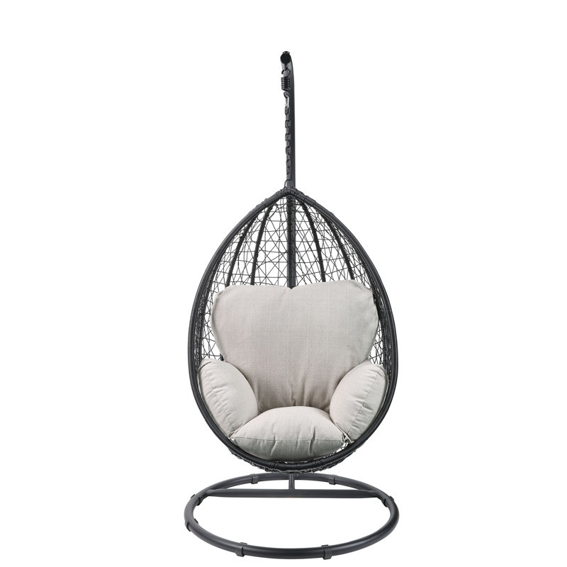 Chaise suspendue en tissu et osier , Beige, Noir, noir, noir, noir