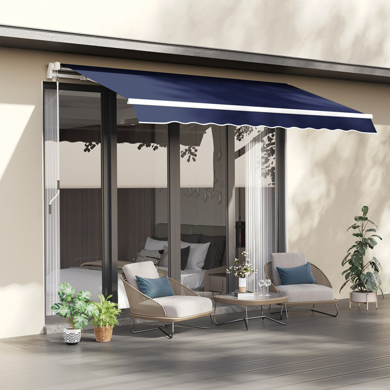 Auvent rétractable, H 4,9 po x l 8 po x P 10 po, Bleu, Couleur unie