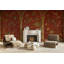 Papier peint chinois Pavillon de pagodes sur fond rouge-343866828-343866865