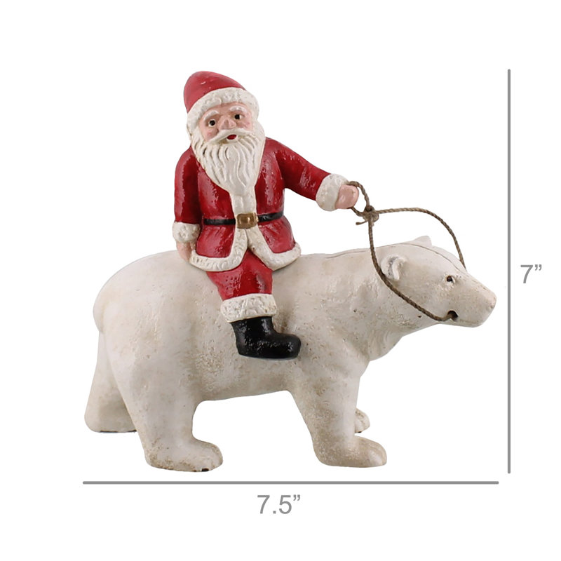 Ours polaire en fonte avec père Noël