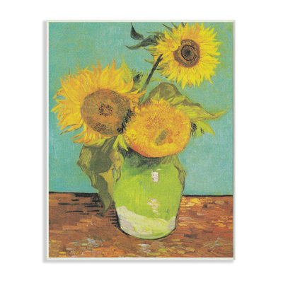 Peinture traditionnelle de tournesol sur turquoise Van Gogh par Vincent Van Gogh - impression d'art graphique