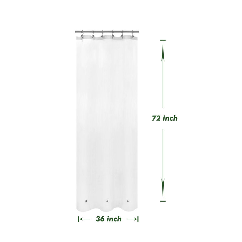 8G PEVA Solid Color Single Waterproof Shower Curtain Liner, 72"H x 36"W, Frost