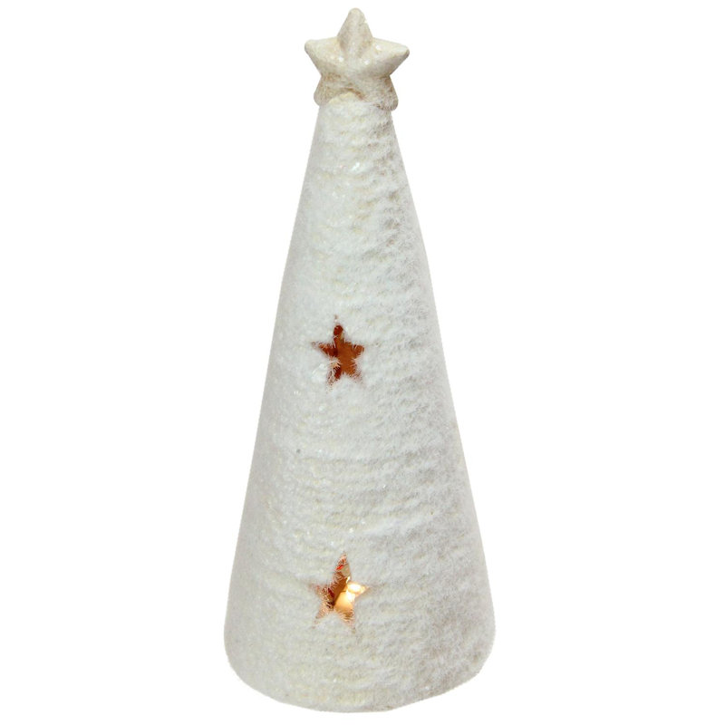 Arbre de Noël blanc illuminé à DEL 8 po avec plateau de table découpé en étoile