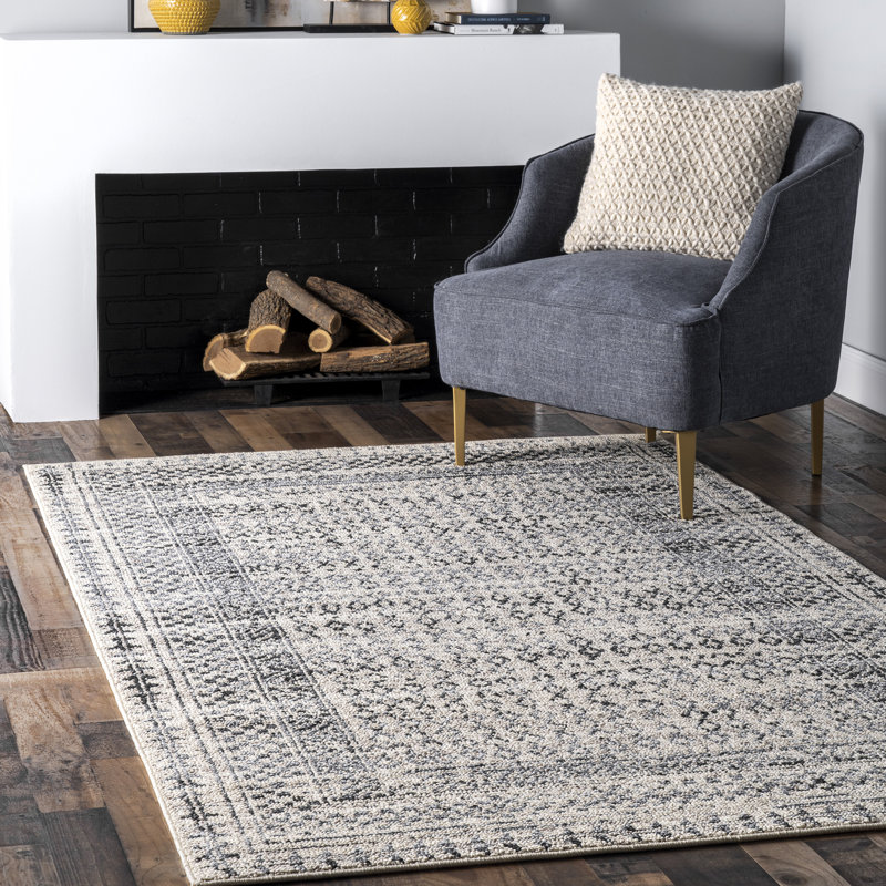Tapis gris / noir Madalynn, Rectangle 4 pi x 6 pi