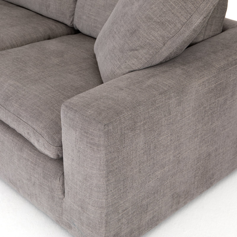 Chaise Sectional, Left Hand Facing, Cream Polyester Blend