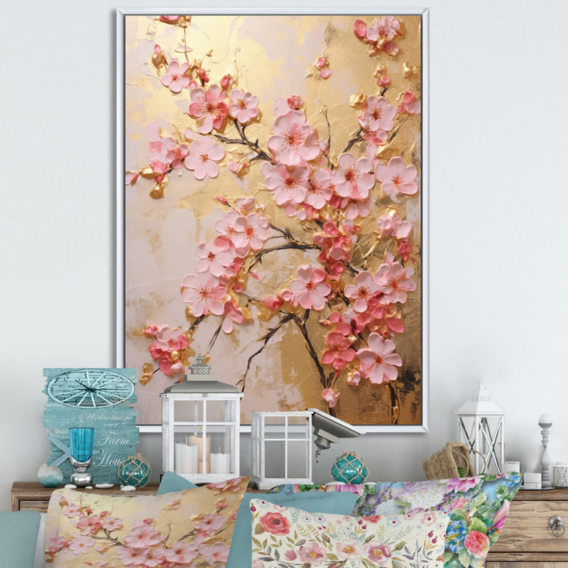 «Apple Blossom Harmony II», reproduction d'art sur toile florale, L 12 po x H 20 po, Cadre flottant blanc