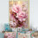 Rose et pivoines dorées dans un éclat - pivoines, art mural large
