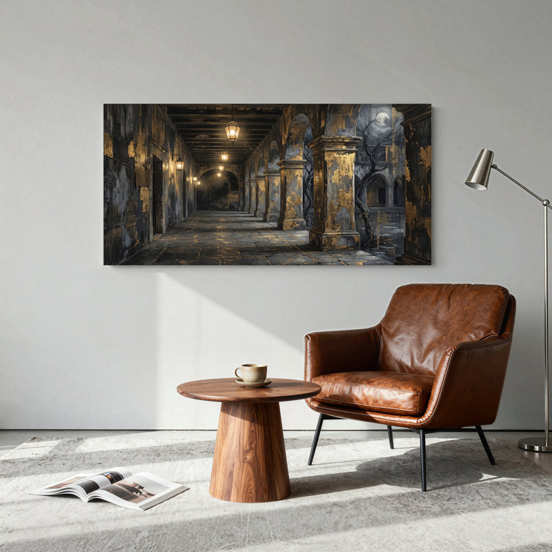 Ensemble de 1 tableau sur toile représentant un couloir sombre, L 32 po x H 16 po, Wrapped Canvas