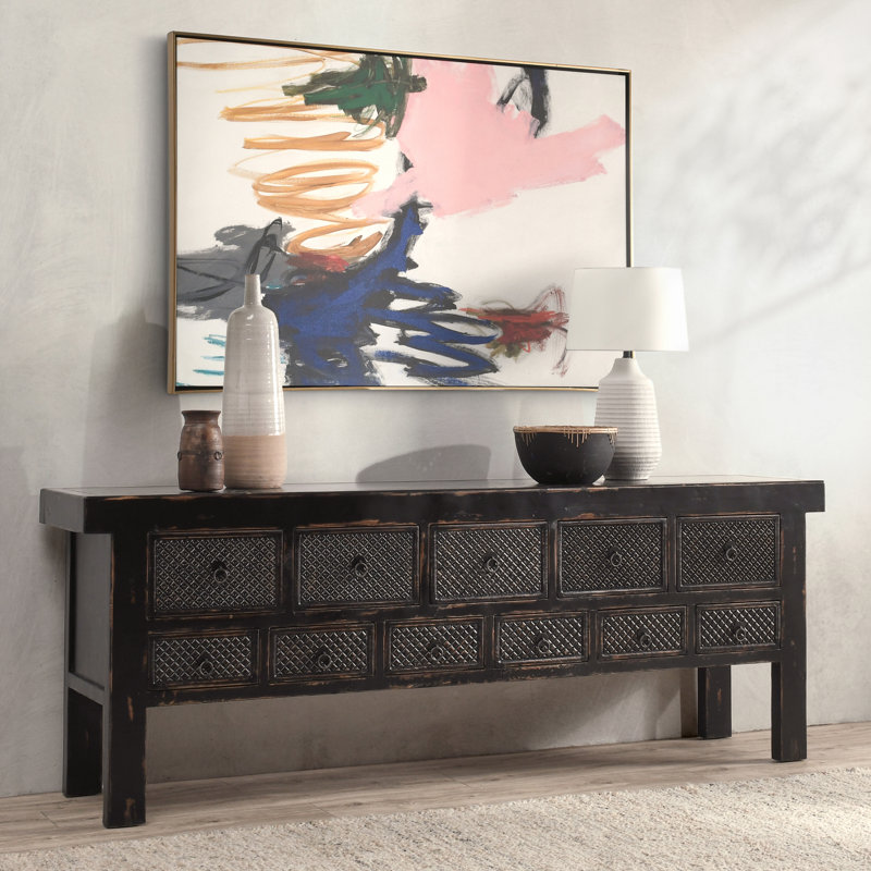 Lahey 93'' W Solid Wood Console Table, Black