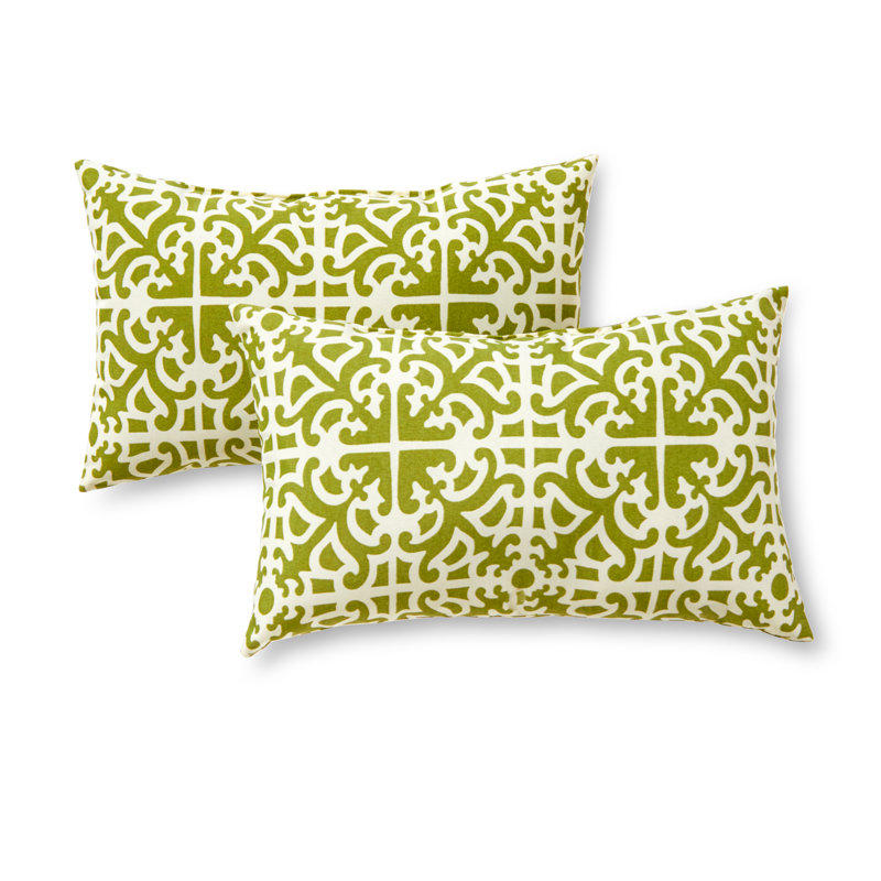 Coussin lombaire à rayures intérieur/extérieur Henrich, Herbe, Ensemble de 4