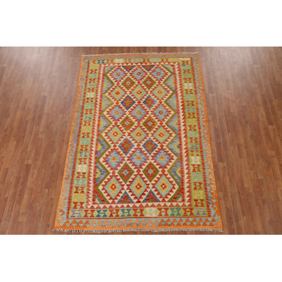 Tapis multicolore en laine réversible Kilim 6 x 8