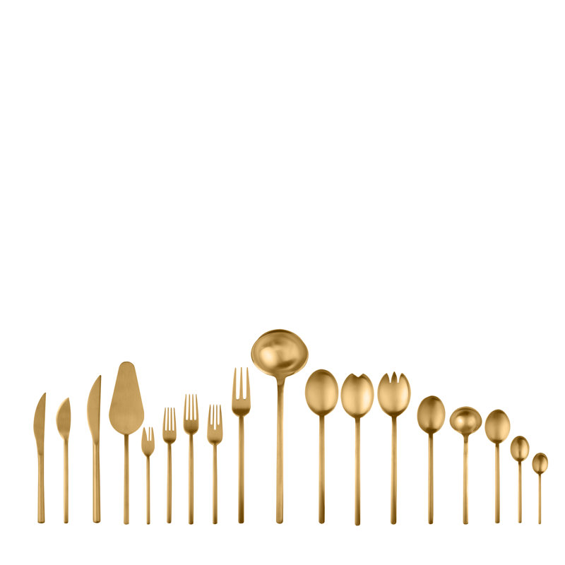 Due 151 - Piece Stainless Steel Flatware Set - Service for 12, Ice Gold