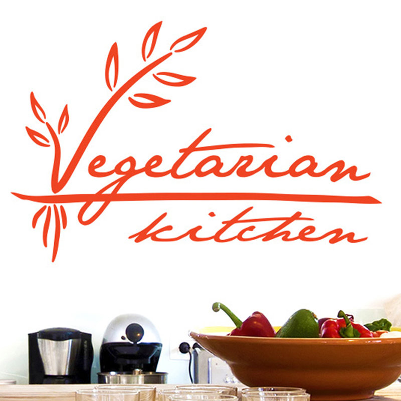 Vegetarian Kitchen Wall Sticker, Large, Orange