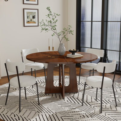 47In Pedestal Dining Set,Round Dining Table And Teddy Dining Chair