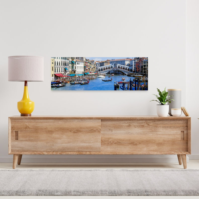 Pont du Rialto et Grand Canal, Venise, architecture contemporaine, art mural, H 12 po x l 36 po