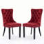 Chaise à oreilles capitonnée en velours avec garniture cloutée (ensemble de 2)-550227095