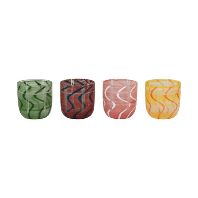 Glass Drinking Glasses With Stripes And Wave Design