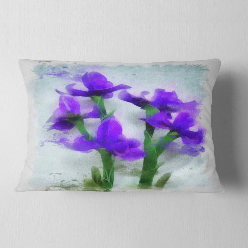 Coussin lombaire en aquarelle irises floral