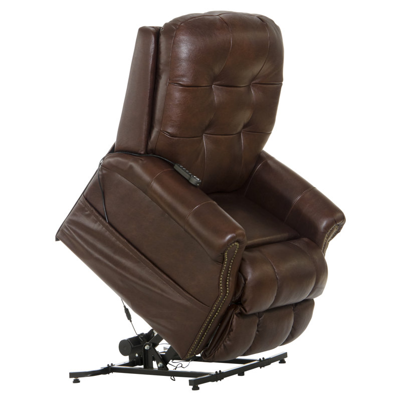 Hudson Square Upholstered Lift Assist Power Recliner, Walnut Leather Match