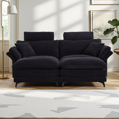 Canapé modulaire à assise profonde, canapé confortable avec repose-pieds Cloud, causeuse, canapé modulaire rembourré en velours côtelé 85,8 po pour salon, appartement et studio
