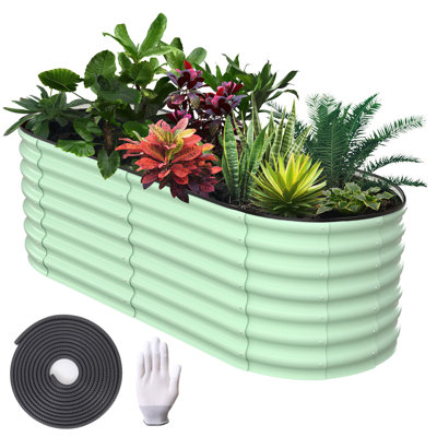 Lit de jardin surélevé en acier galvanisé 6x3x2 Ft, boîte à fleurs ondulée en métal résistante à la rouille