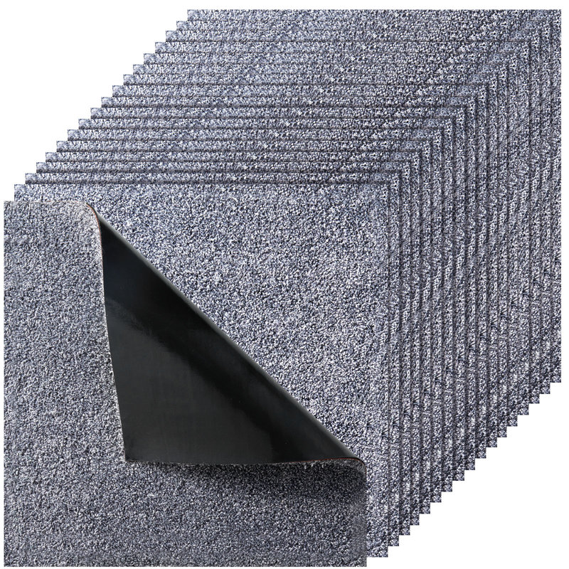 Carpet Tiles 18x18 inch, 10 Pack Peel and Stick Carpet Square Rug, Self Adhesive Commercial Floor Soft Padded for Seamless Cover 22.5sq.ft, Easy DIY Replacement for Living Room Office, Gray