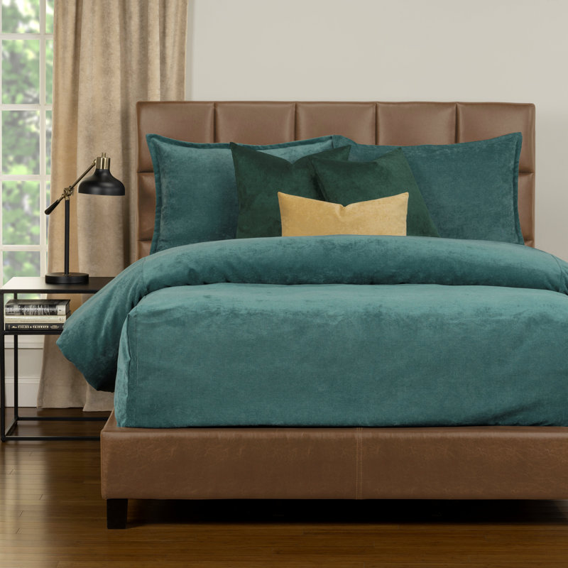 Mixology Velvet Bed Cap Comforter Set with Sewn Corners, Full, Sea Blue
