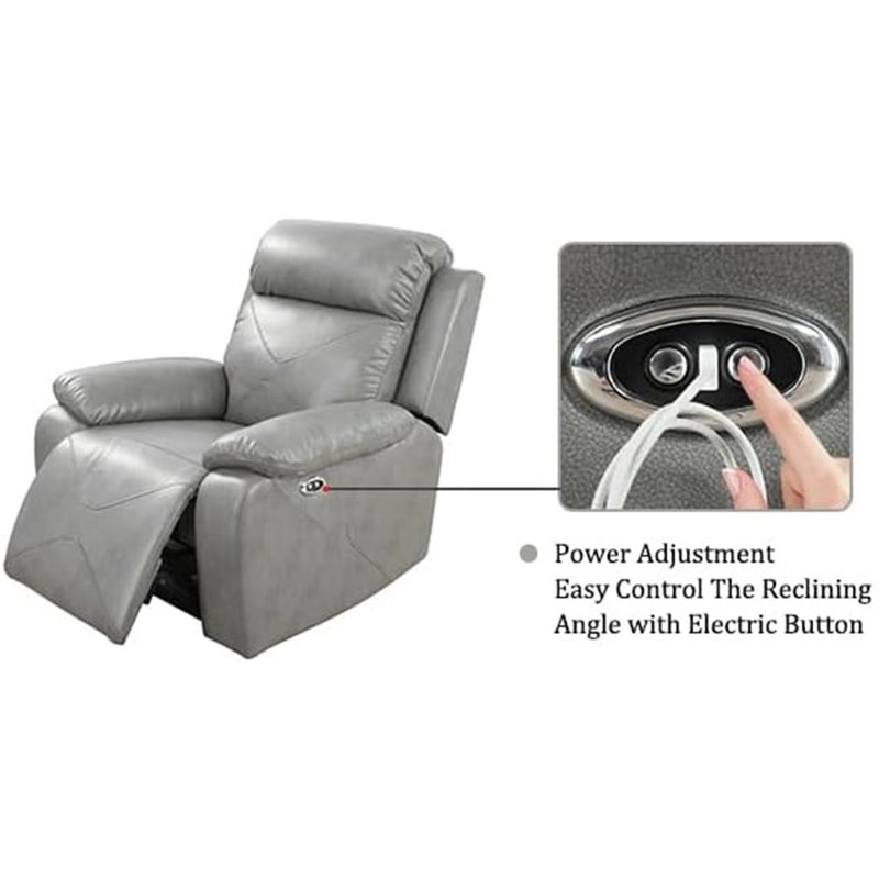 Evany 40.5"Faux Leather Recliner, Gray