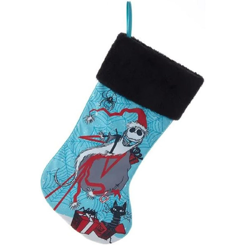 Disney Santa Jack Skellington Blue and Black Stocking