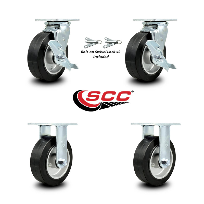 4-Piece Rubber and Aluminum Caster Set