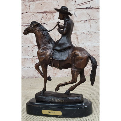 Chevery Breath Frederic Remington Bronze Cowboy Statue Sculpture Western Art 9 Inches X 9 Inches