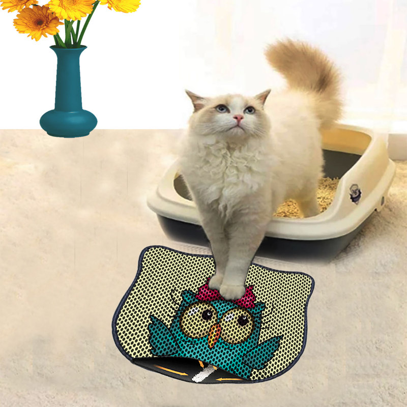 Tapis de litière durable pour chat, 15,7 po x 19,7 po | 50% PVC / 50% polyester, lavable à la machine et passer l'aspirateur | Parfait pour un nettoyage facile, conception antidérapante pour garder votre maison propre et fraîche, idéal pour les propriétaires d'animaux de compagnie
