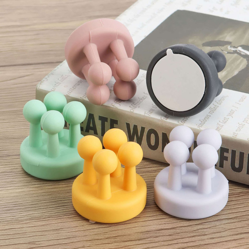 Ensemble de 5 porte-brosses à dents en silicone pour salle de bain, Noir / vert / bleu / rose / jaune