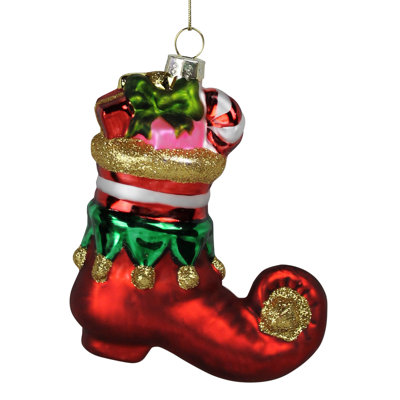 Elf Boot Ornament, Glass