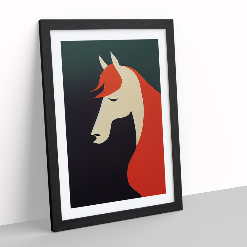 Abstract Horse No.8 - Single Picture Frame Print, Black, 64cm H x 46cm W x 2cm D