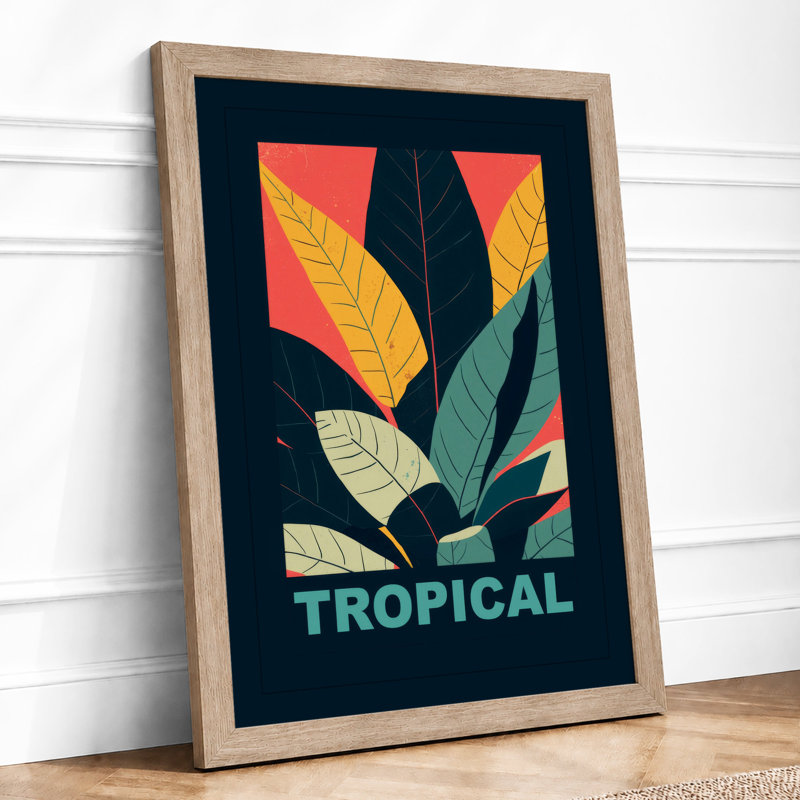 Leaves Tropical - Framed Print, Oak, A3 - 42.0 x 29.7 cm