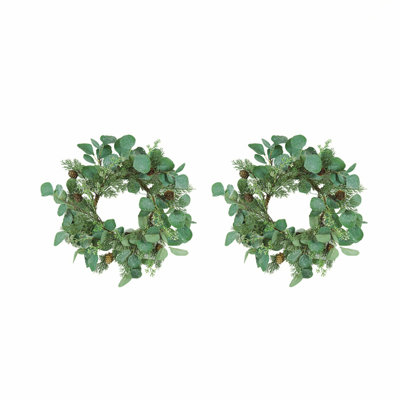 D14.2" Eucalyptus Candle Ring Set Of 2
