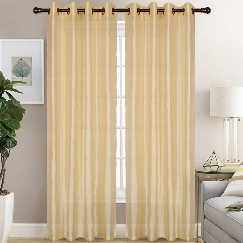Diredra Polyester Semi-Sheer Curtains, Beige