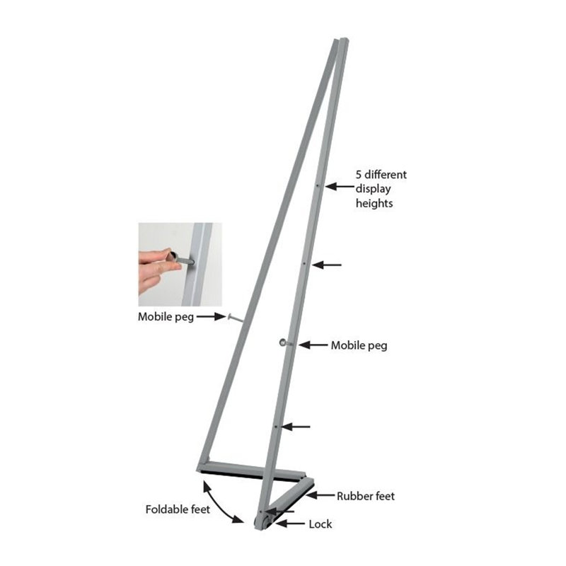 Adjustable Gray Metal Tripod Easel for Indoor and Outdoor Use