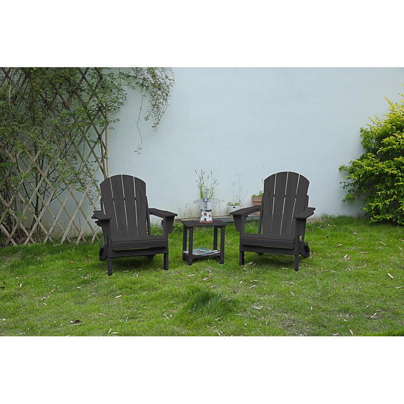 Chaise Adirondack pliante avec table d'appoint, ensemble de 3 chaises Adirondack (comprend 2 chaises et 1 table), Gris