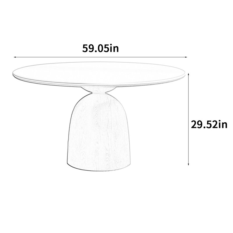Table de salle à manger Rock, H 29,52 po x L 59,05 po x l 59,05 po