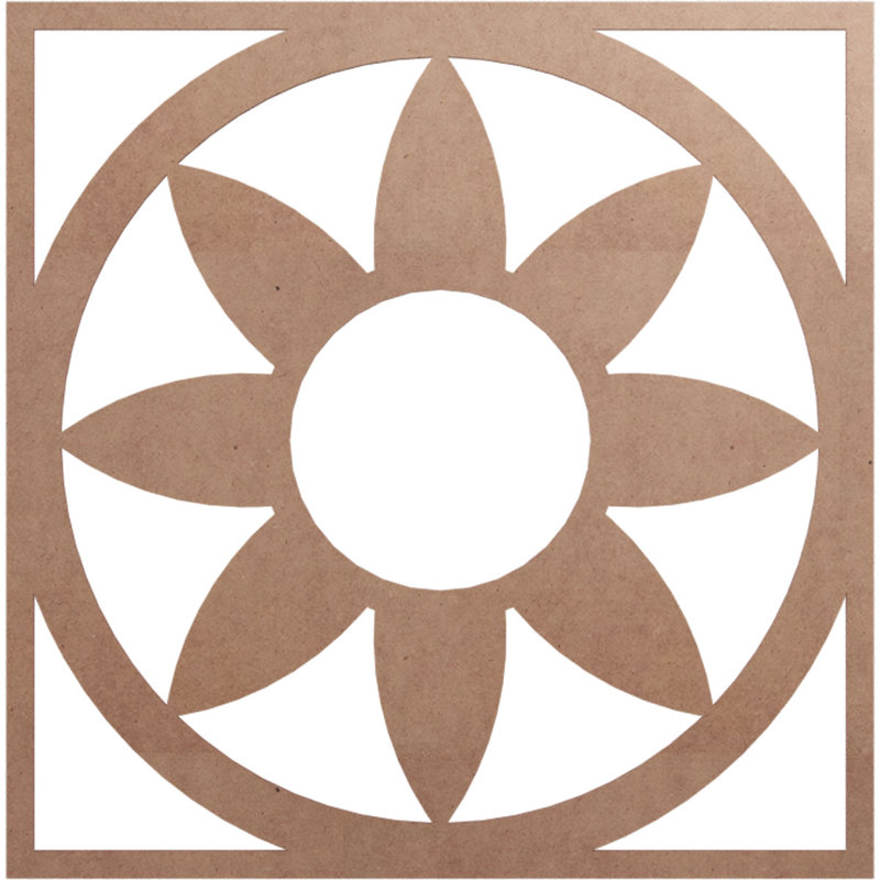 Médaillon de plafond en bois Blume, Bois (qualité peinture), H 38 po x l 38 po x P 0,38 po