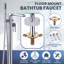 Robinet de baignoire autoportant à poignée simple en laiton massif avec bec cascade et douche à main-120817910