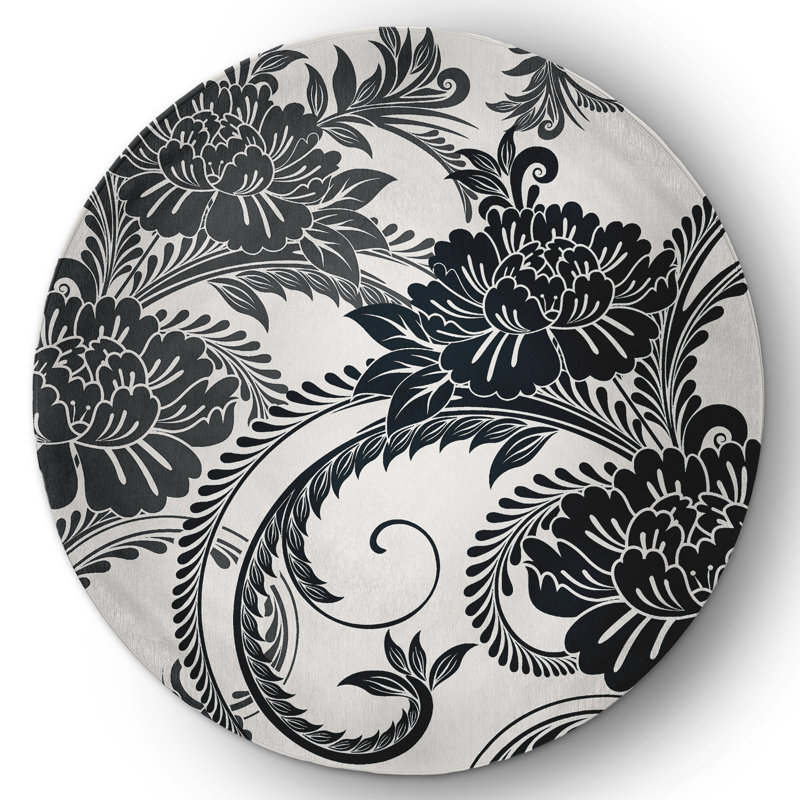 Chenille Floral Indoor Rug, Round 5'